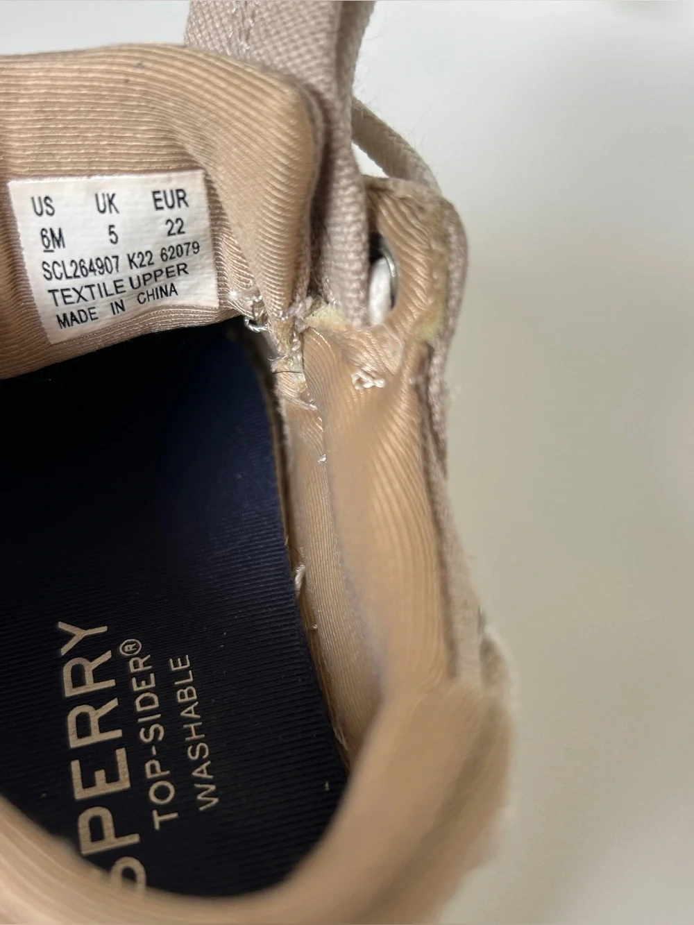 Sperry size infant